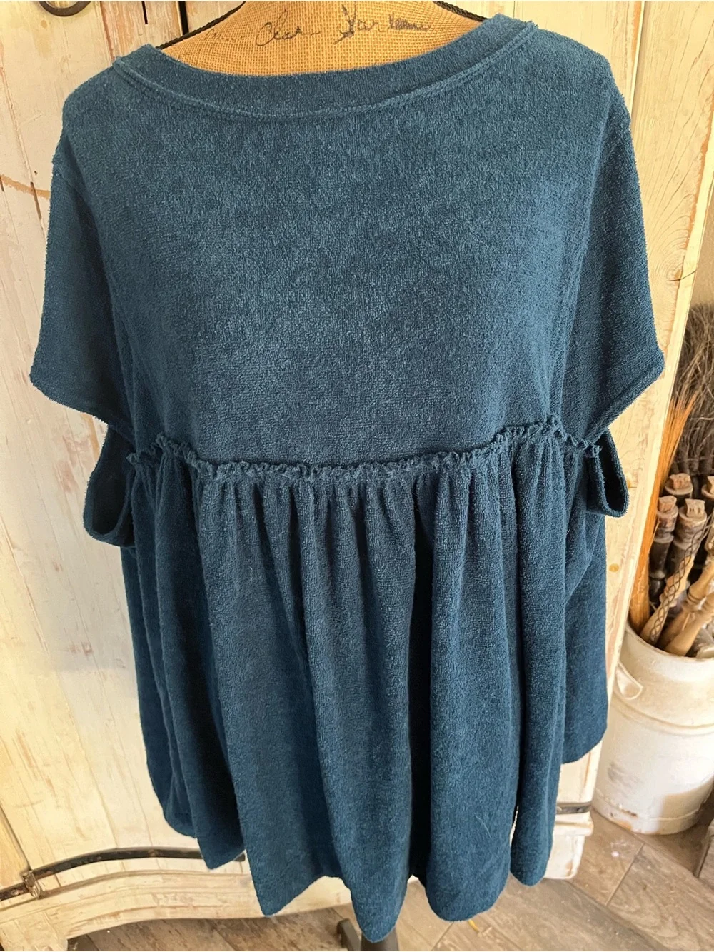 Free People free-est terrycloth poncho in poseidon blue